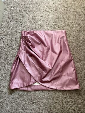 Style Rack Dusty Rose Satin-Look Wrap Mini Skirt
